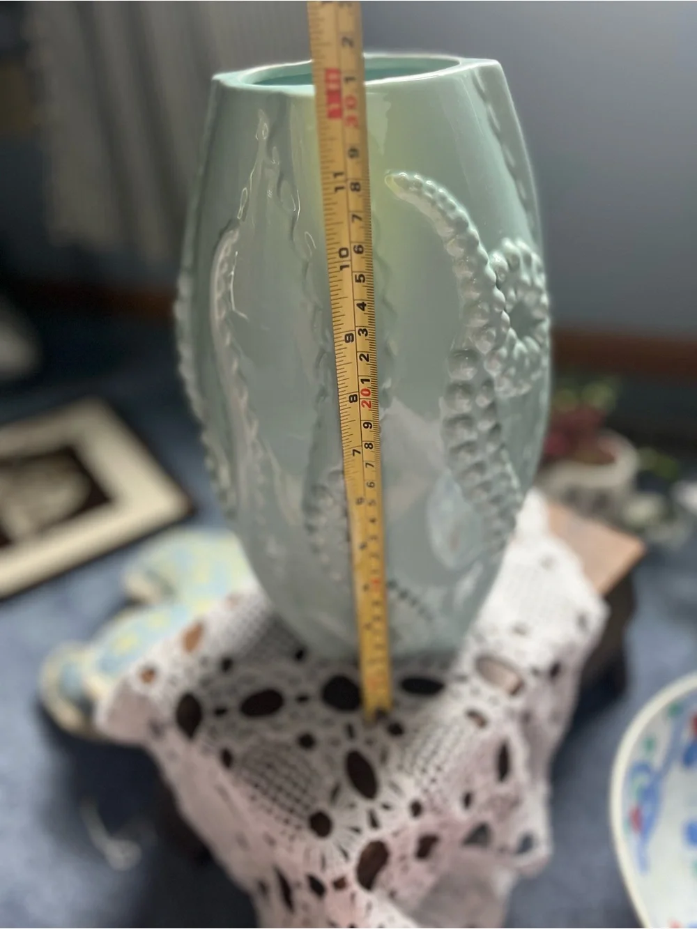 Seafoam Green Textured Ceramic Vase